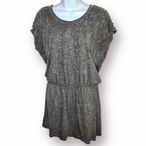 Vans Gray Casual Bleach Splatter Cotton Mini Dress Cutout Shoulder Cap Sleeve S